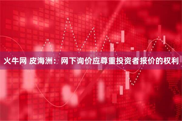 火牛网 皮海洲：网下询价应尊重投资者报价的权利